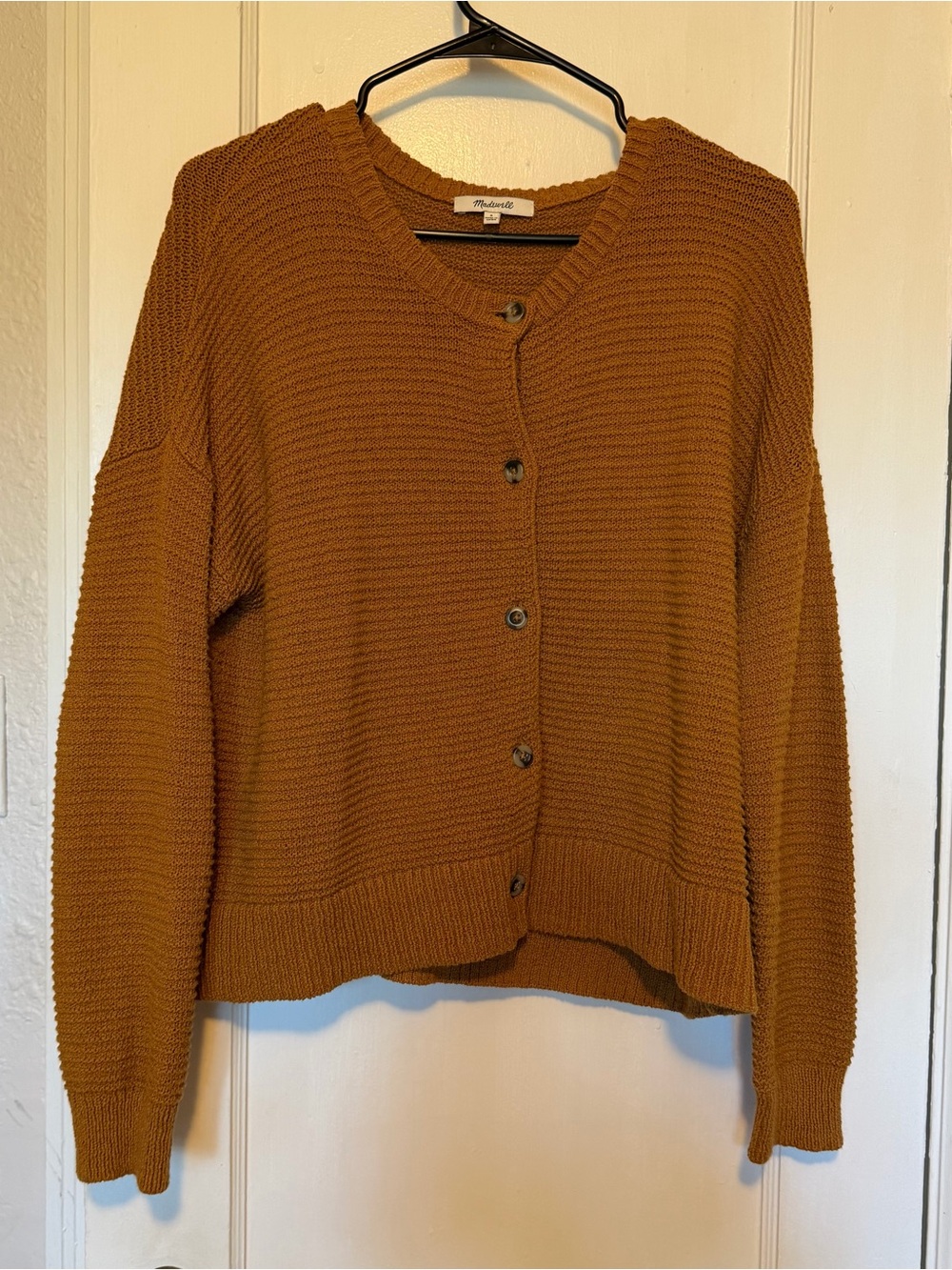 Madewell Rust Textured Button-Up Cardigan